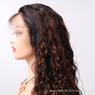 Remy Glueless Full Lace Frontal Wig Curly Human Hair Wigs PrePlucked Cuticle Aligned Brazilian Highlight Color Lace Front Wigs